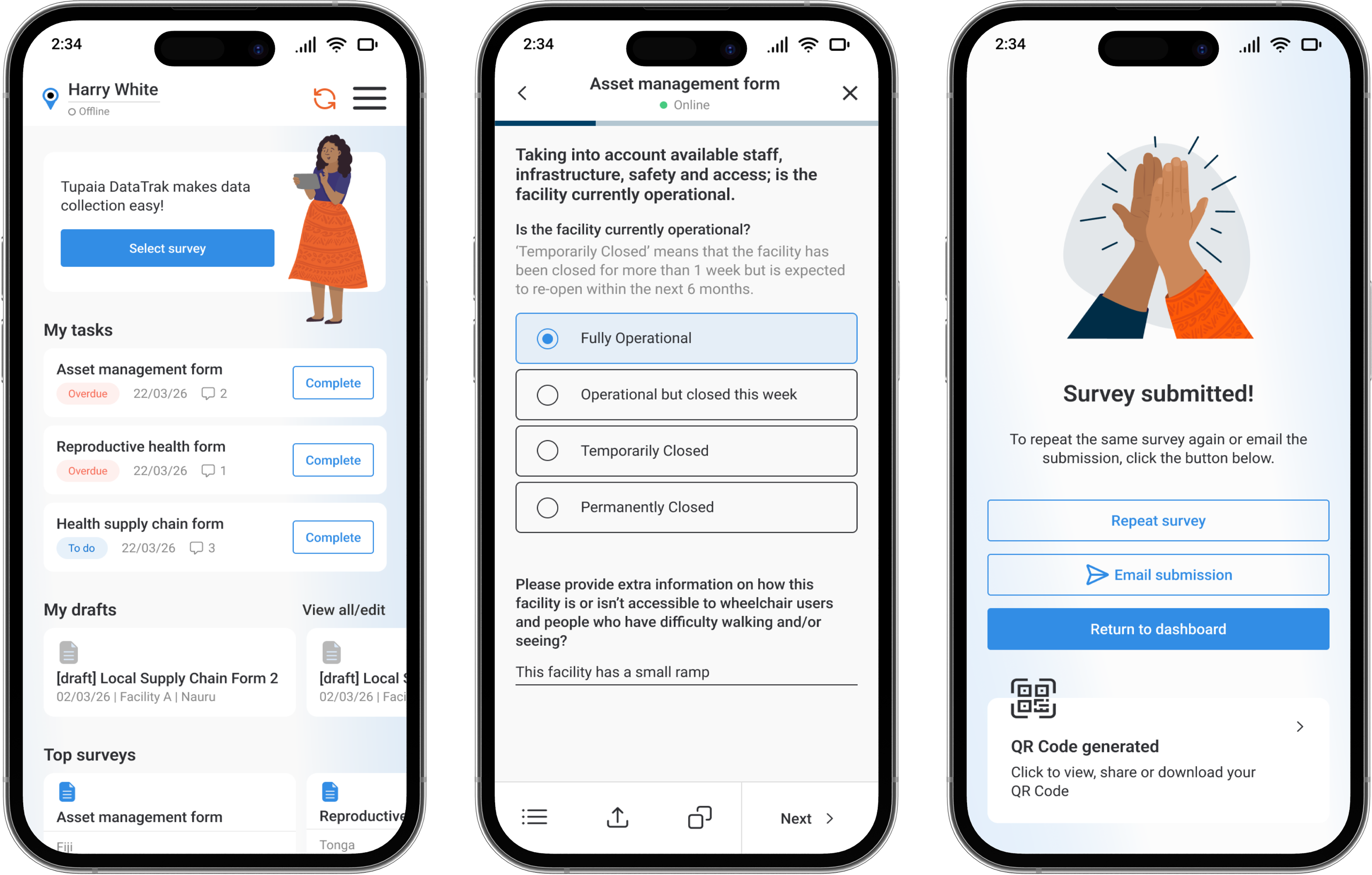 Datatrak app screens